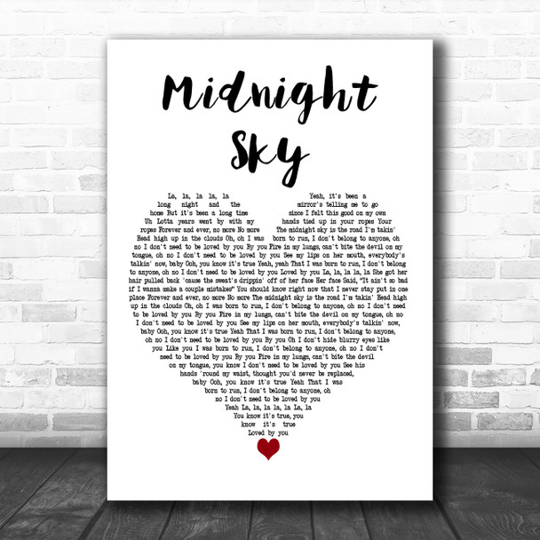 Miley Cyrus Midnight Sky White Heart Decorative Wall Art Gift Song Lyric Print
