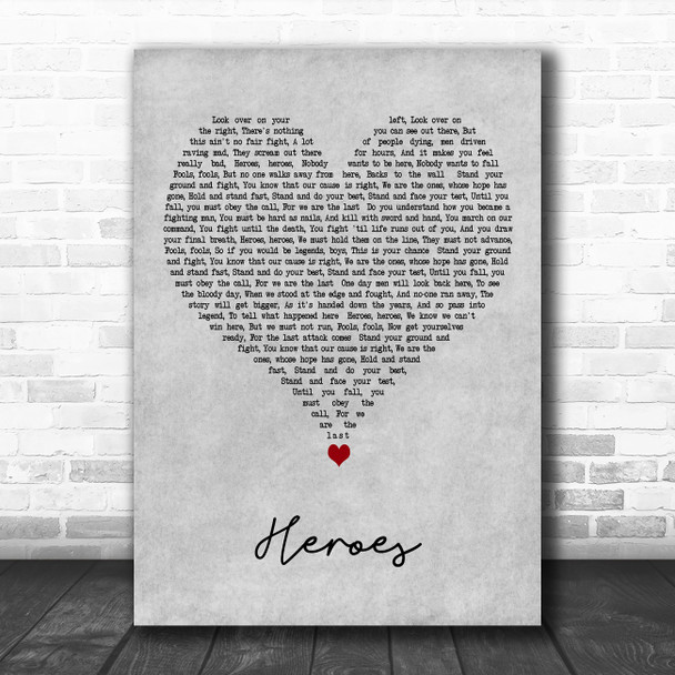 Motorhead Heroes Grey Heart Decorative Wall Art Gift Song Lyric Print