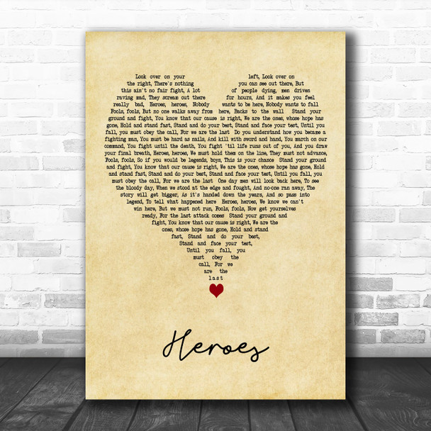 Motorhead Heroes Vintage Heart Decorative Wall Art Gift Song Lyric Print