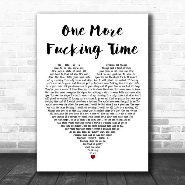 Motorhead One More Fucking Time White Heart Decorative Wall Art Gift Song Lyric Print