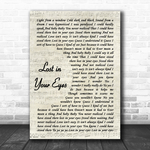 Mudcrutch Lost in Your Eyes Vintage Script Decorative Wall Art Gift Song Lyric Print