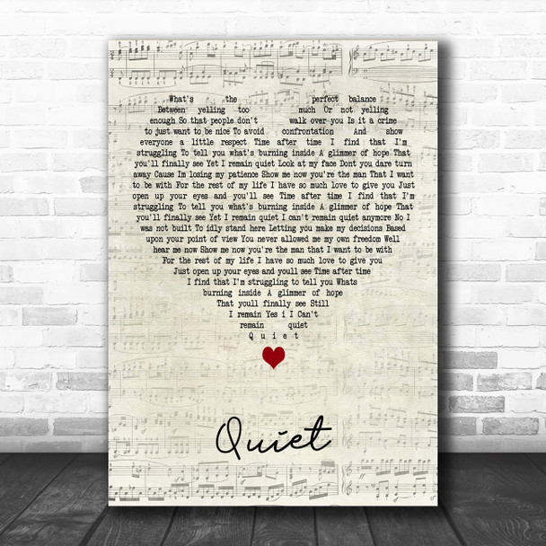 Natalie Weiss Quiet Script Heart Decorative Wall Art Gift Song Lyric Print