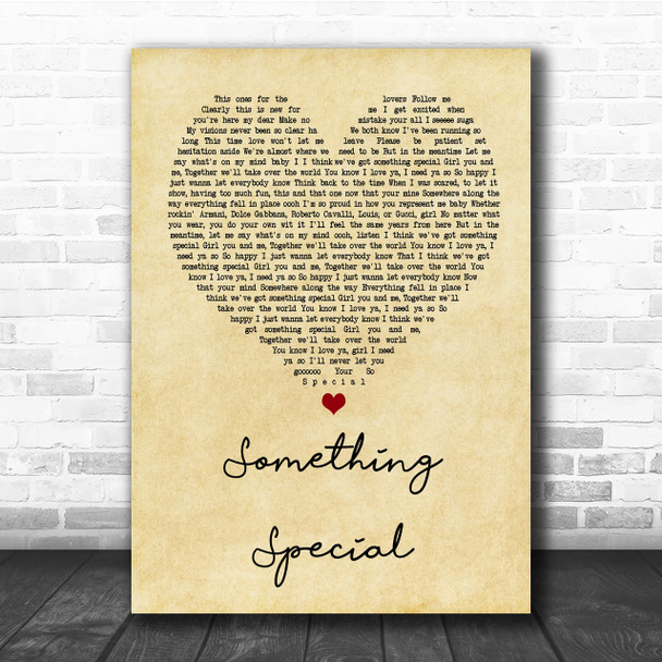 Usher Something Special Vintage Heart Song Lyric Music Wall Art Print