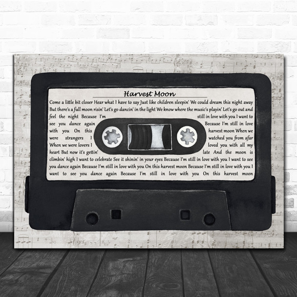 Neil Young Harvest Moon Music Script Cassette Tape Decorative Gift Song Lyric Print