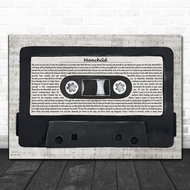 Neneh Cherry Manchild Music Script Cassette Tape Decorative Wall Art Gift Song Lyric Print