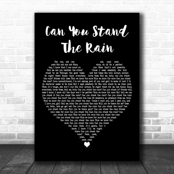 New Edition Can You Stand the Rain Black Heart Decorative Wall Art Gift Song Lyric Print