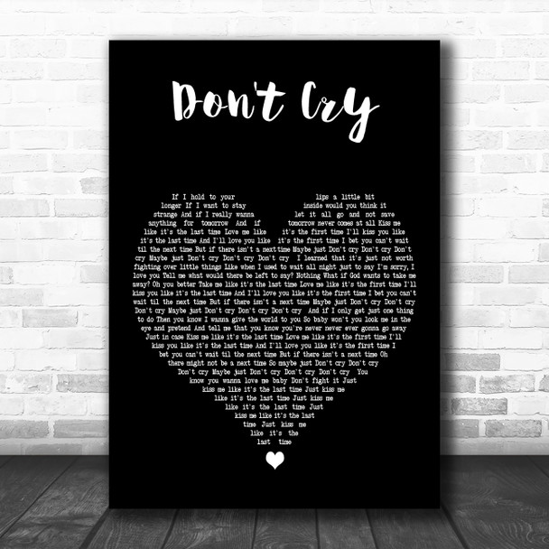 New Kids On The Block Don't Cry Black Heart Decorative Wall Art Gift Song Lyric Print