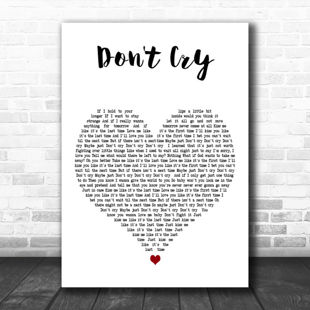 New Kids On The Block Don't Cry White Heart Decorative Wall Art Gift Song Lyric Print