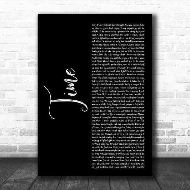 NF Time Black Script Decorative Wall Art Gift Song Lyric Print