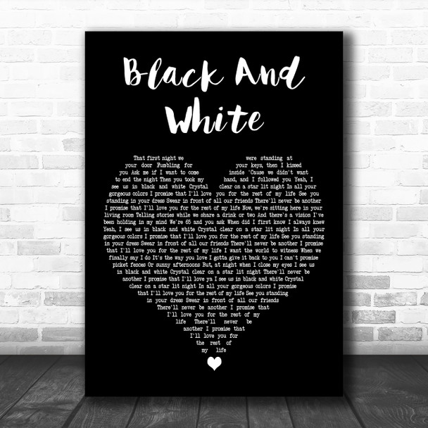 Niall Horan Black And White Black Heart Decorative Wall Art Gift Song Lyric Print