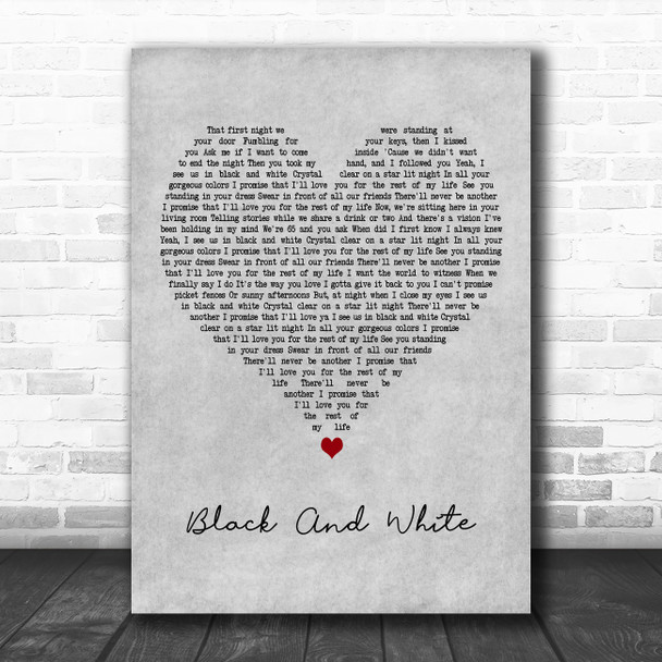 Niall Horan Black And White Grey Heart Decorative Wall Art Gift Song Lyric Print