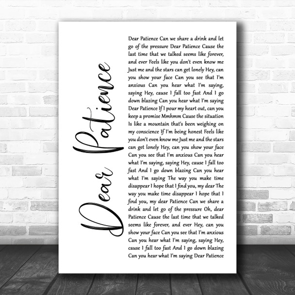 Niall Horan Dear Patience Lyrics Print Wall Decor 