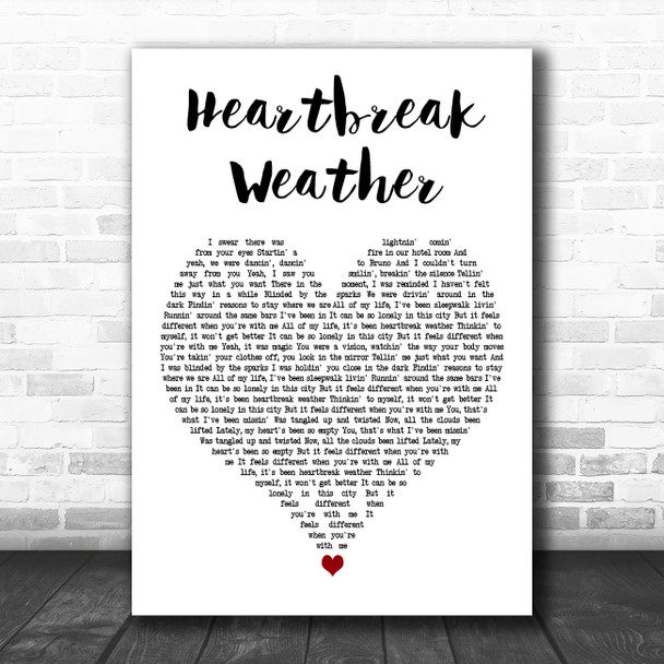 Niall Horan Heartbreak Weather White Heart Decorative Wall Art Gift Song Lyric Print