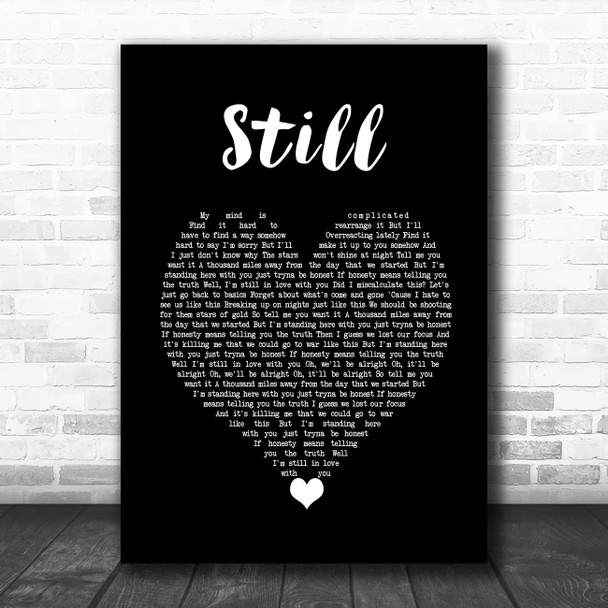 Niall Horan Still Black Heart Decorative Wall Art Gift Song Lyric Print