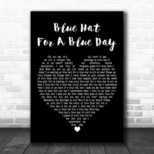 Nick Heyward Blue Hat For A Blue Day Black Heart Decorative Wall Art Gift Song Lyric Print