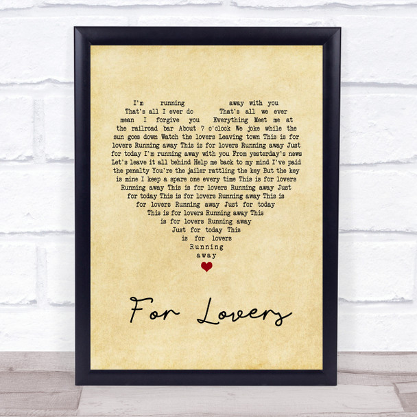 Wolfman ft Peter Doherty For Lovers Vintage Heart Song Lyric Music Wall Art Print