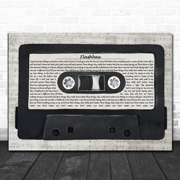 Oasis Flashbax Music Script Cassette Tape Decorative Wall Art Gift Song Lyric Print