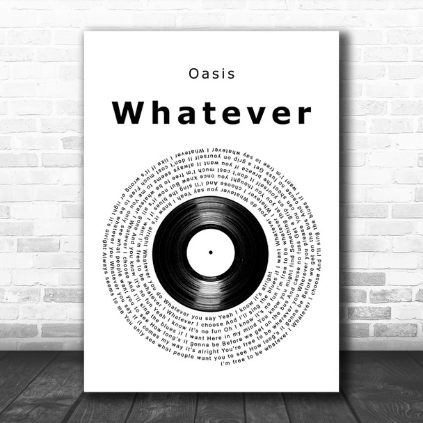 Oasis Whatever Vinyl Record Decorative Wall Art Gift Song Lyric Print