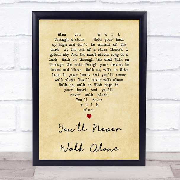 You'll Never Walk Alone Gerry And The Pacemakers Vintage Heart Song Lyric Music Wall Art Print