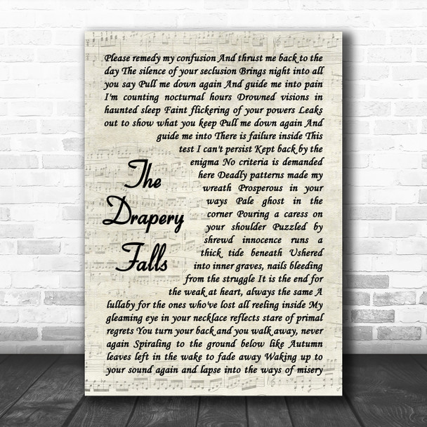 Opeth The Drapery Falls Vintage Script Decorative Wall Art Gift Song Lyric Print