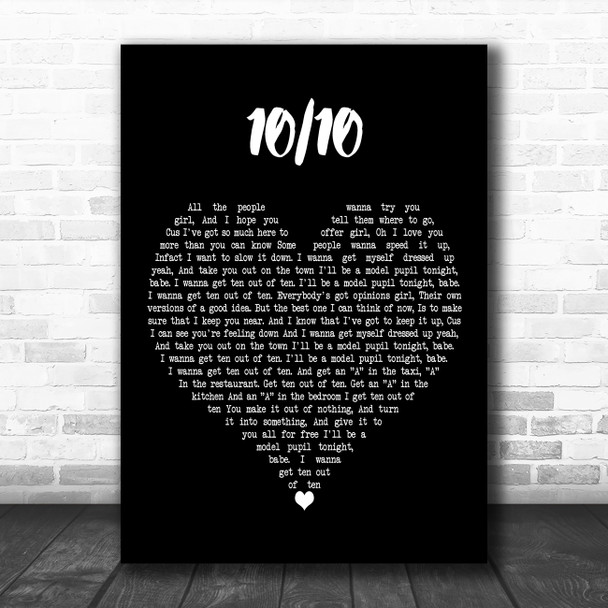 Paolo Nutini 10 OUT OF 10 Black Heart Decorative Wall Art Gift Song Lyric Print