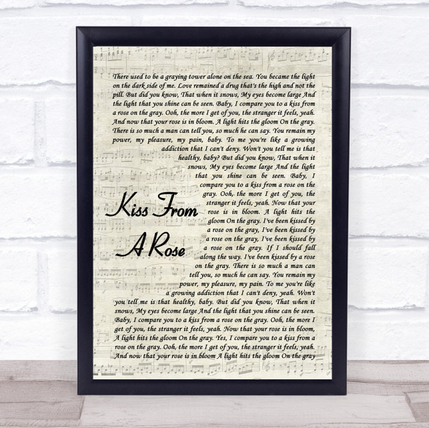 Kiss From A Rose Seal Song Lyric Vintage Script Music Wall Art Print