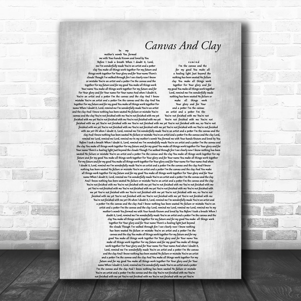 Pat Barrett Canvas And Clay Mother & Baby Grey Decorative Wall Art Gift Song Lyric Print