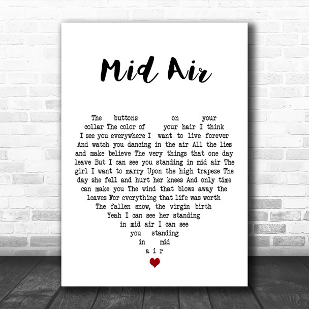 Paul Buchanan Mid Air White Heart Decorative Wall Art Gift Song Lyric Print