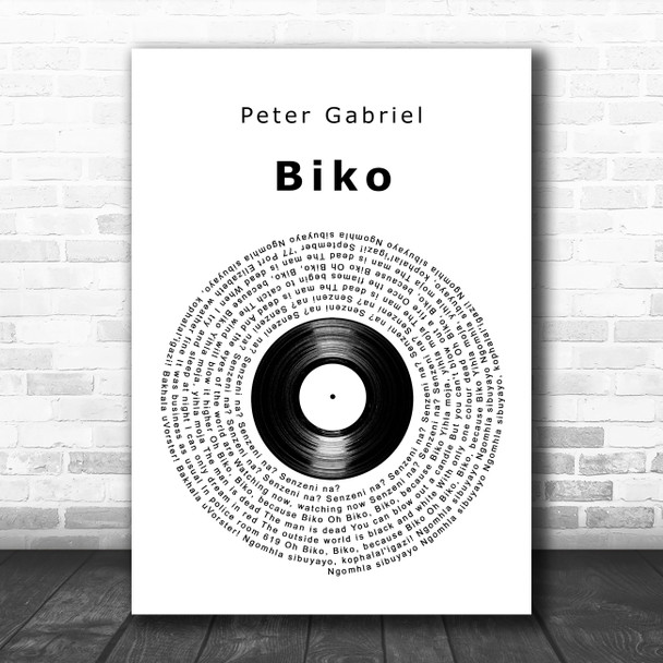 Peter Gabriel Biko Vinyl Record Decorative Wall Art Gift Song Lyric Print