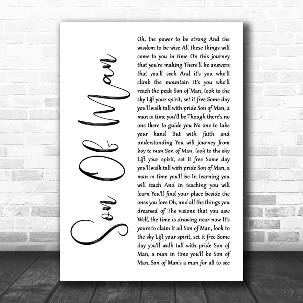 Phil Collins Son Of Man White Script Decorative Wall Art Gift Song Lyric Print