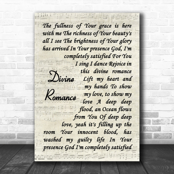 Phil Wickham Divine Romance Vintage Script Decorative Wall Art Gift Song Lyric Print