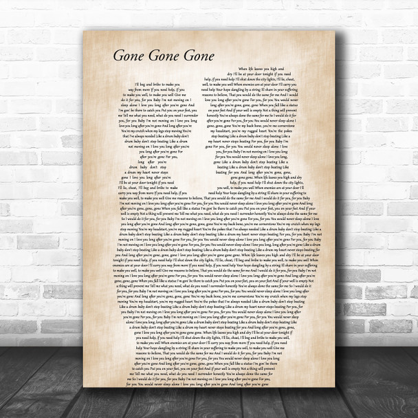 Philip Philip Gone Gone Gone Father & Child Decorative Wall Art Gift Song Lyric Print