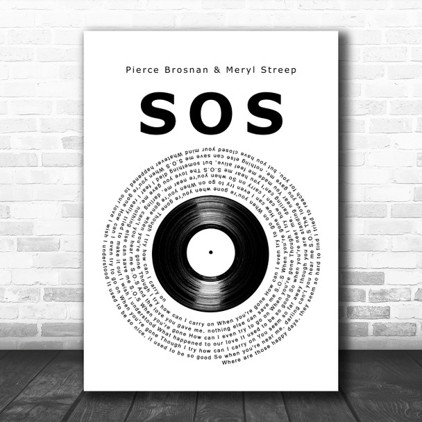 Pierce Brosnan & Meryl Streep SOS Vinyl Record Decorative Wall Art Gift Song Lyric Print