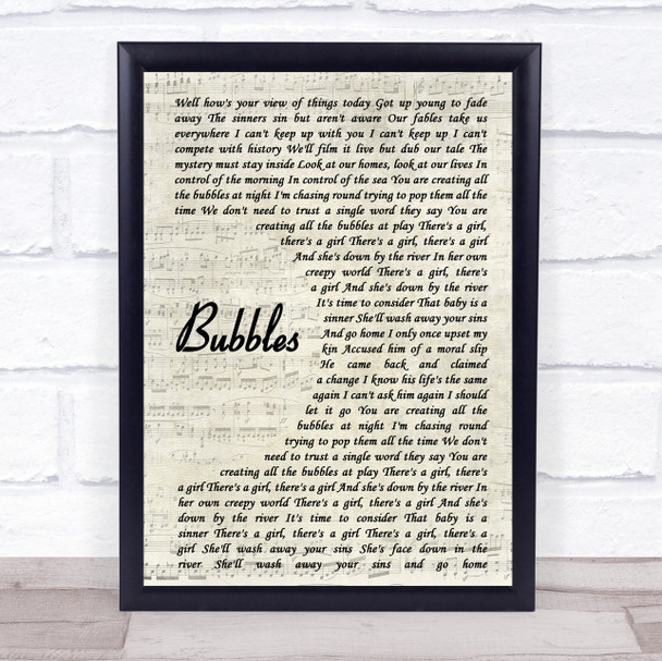 Biffy Clyro Bubbles Vintage Script Song Lyric Music Wall Art Print