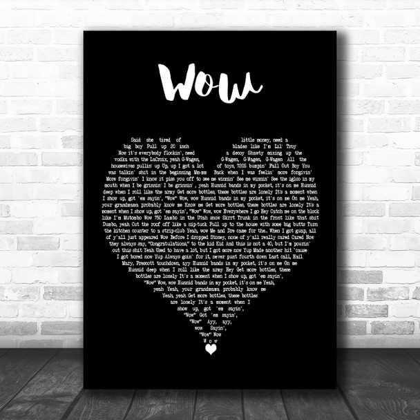 Post Malone Wow Black Heart Decorative Wall Art Gift Song Lyric Print