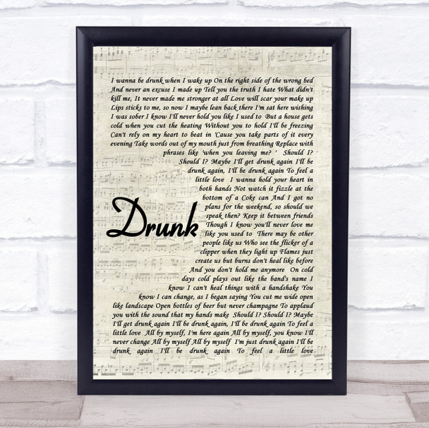 Ed Sheeran Drunk Song Lyric Music Wall Art Print