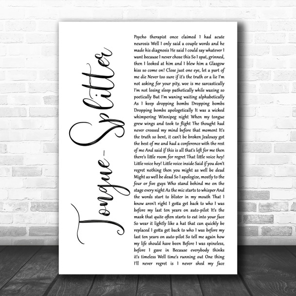 Protest The Hero Tongue-Splitter White Script Decorative Wall Art Gift Song Lyric Print Protest The Hero Tongue-Splitter White Script Decorative Wall Art Gift Song Lyric Print