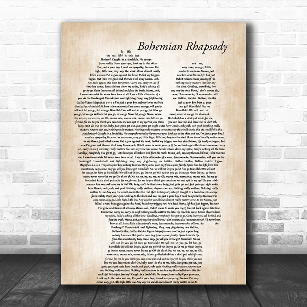 Queen Bohemian Rhapsody Mother & Baby Decorative Wall Art Gift Song Lyric Print