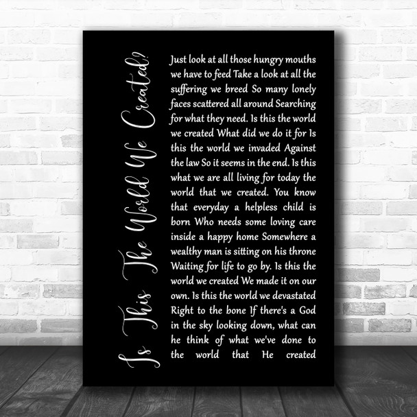 Queen Is This The World We Created Black Script Decorative Gift Song Lyric Print