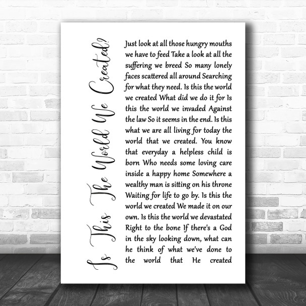 Queen Is This The World We Created White Script Decorative Gift Song Lyric Print