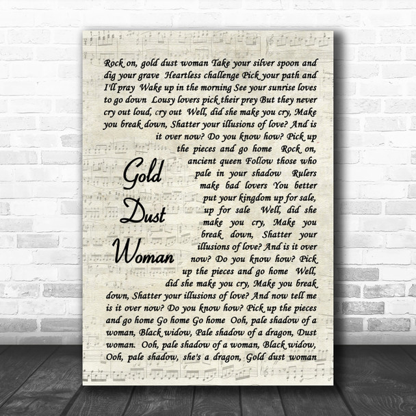 Fleetwood Mac Gold Dust Woman Song Lyric Music Wall Art Print