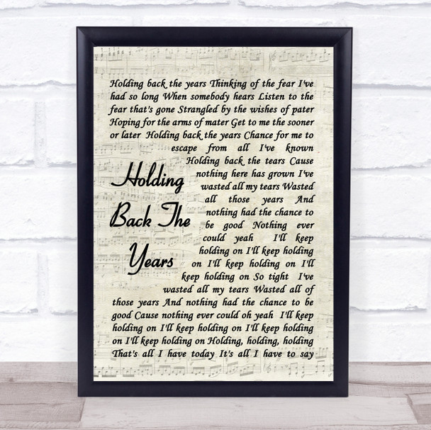 Simply Red Holding Back The Years Vintage Script Song Lyric Music Wall Art Print