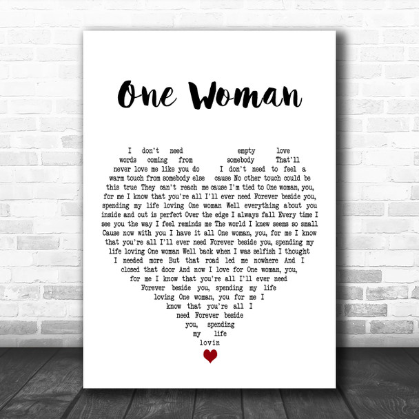 Randy Rogers Band One Woman White Heart Decorative Wall Art Gift Song Lyric Print