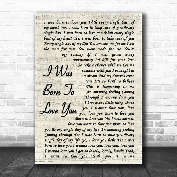 Queen I Was Born To Love You Vintage Script Song Lyric Music Wall Art Print