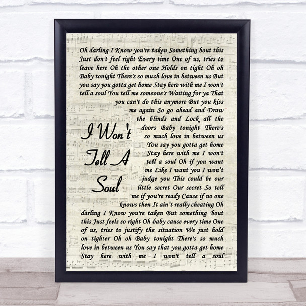 Charlie Puth I Won't Tell A Soul Vintage Script Song Lyric Music Wall Art Print