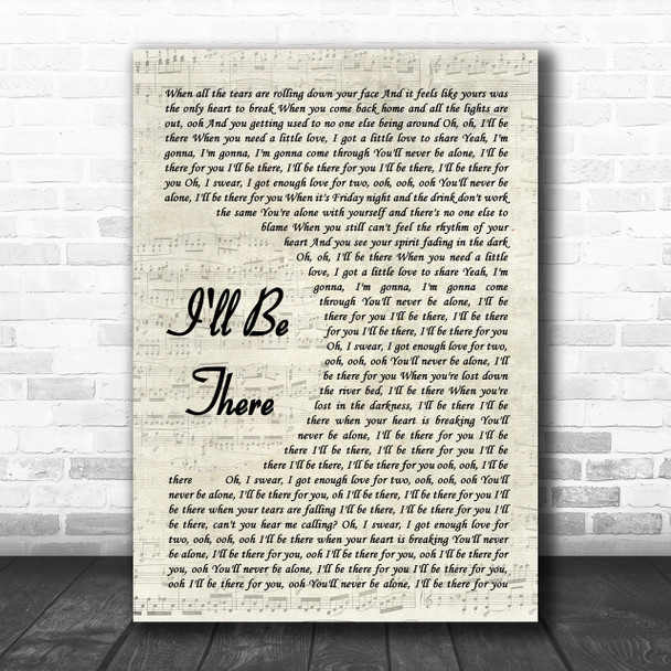 Jess Glynne I'll Be There Song Lyric Vintage Script Music Wall Art Print