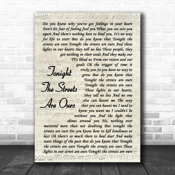 Richard Hawley Tonight The Streets Are Ours Vintage Script Decorative Gift Song Lyric Print