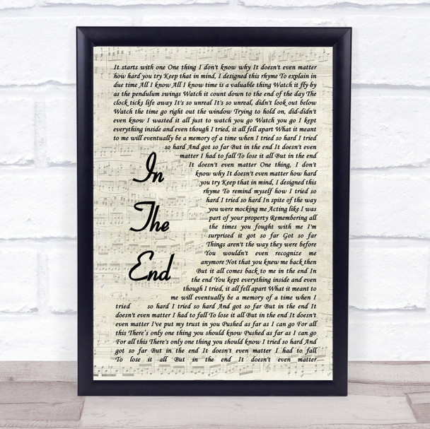 Linkin Park In The End Vintage Script Song Lyric Music Wall Art Print