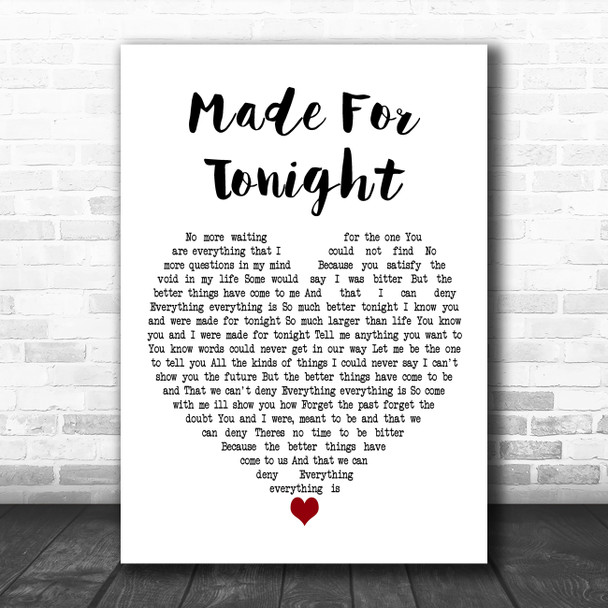 Richie Kotzen Made For Tonight White Heart Decorative Wall Art Gift Song Lyric Print