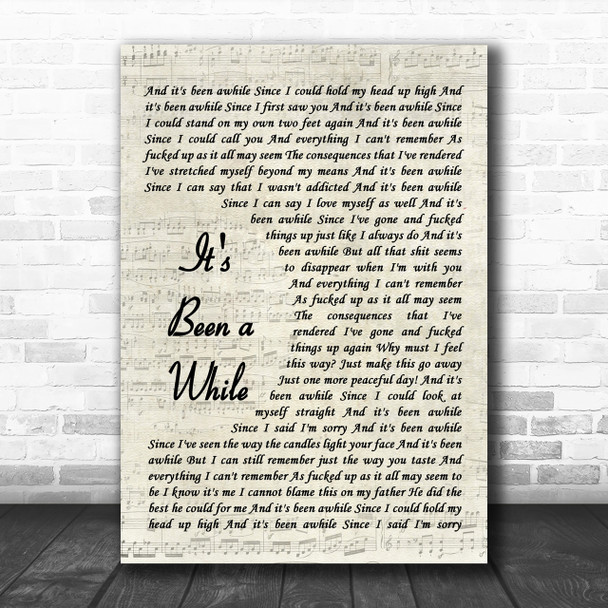 Staind It's Been A While Song Lyric Vintage Script Music Wall Art Print Staind It's Been A While Song Lyric Vintage Script Music Wall Art Print
